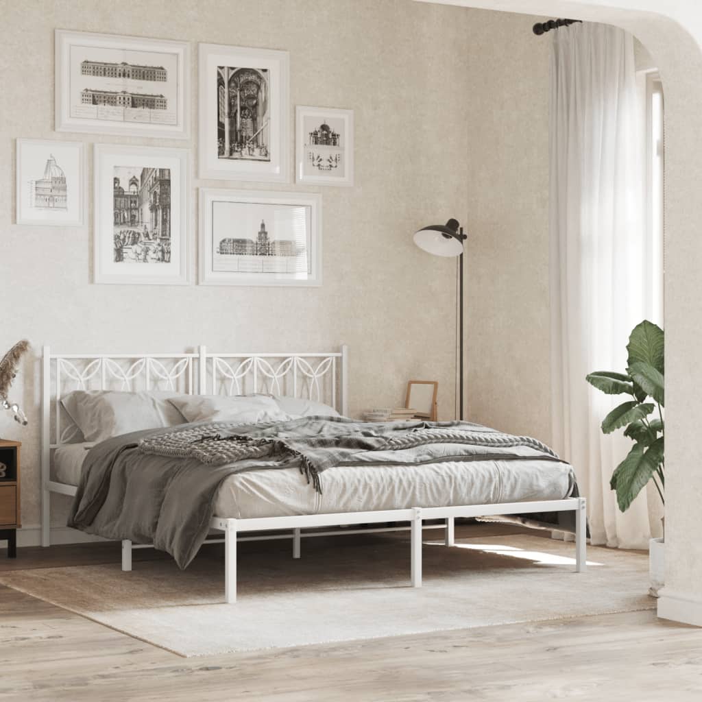 Lit en Acier 180x200 Design Industriel-Blanc-avec tête de lit-150 x 200 cm-La-Fabrique-Industrielle