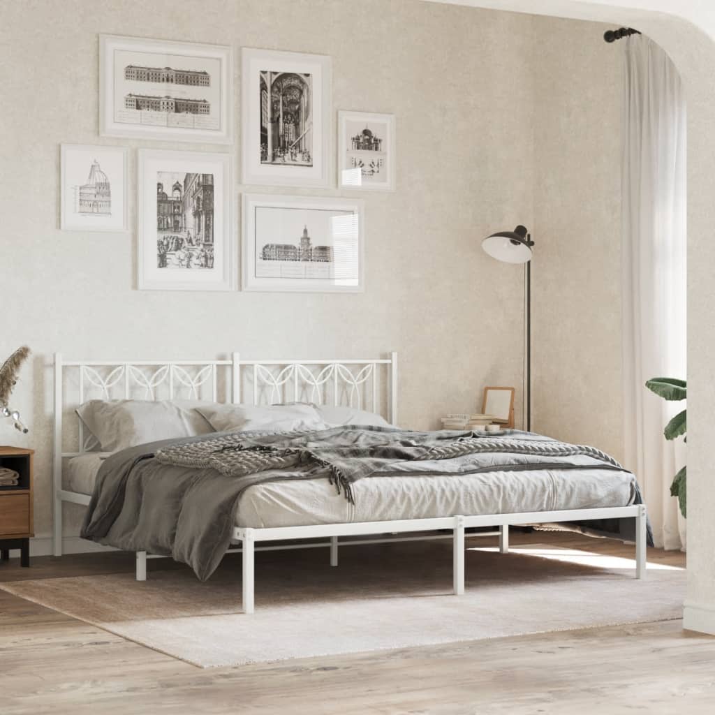 Lit en Acier 180x200 Design Industriel-Blanc-avec tête de lit-183 x 213 cm-La-Fabrique-Industrielle
