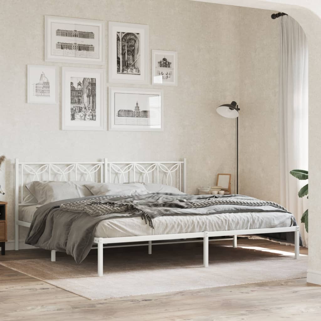 Lit en Acier 180x200 Design Industriel-Blanc-avec tête de lit-193 x 203 cm-La-Fabrique-Industrielle