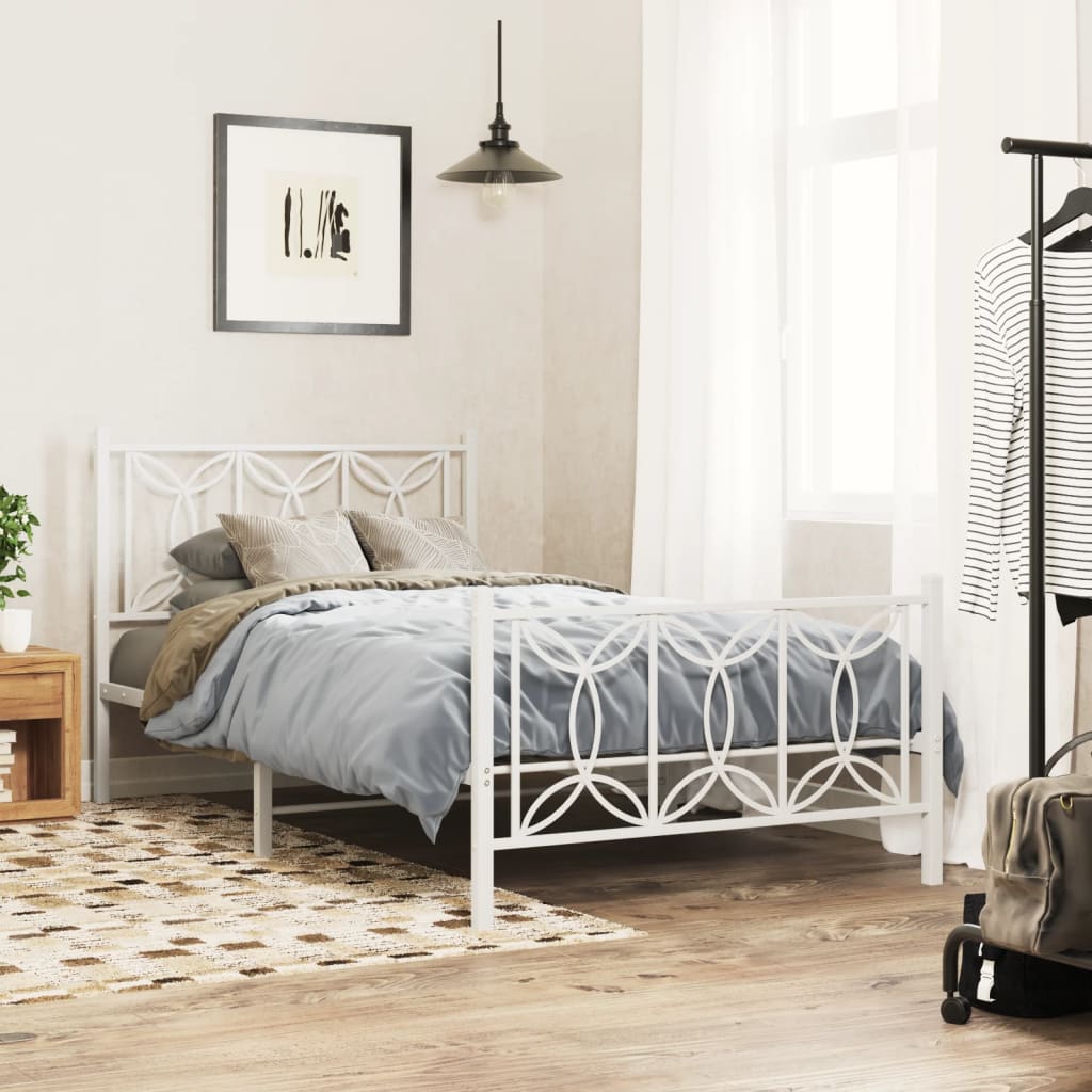 Lit en Acier 180x200 Design Industriel-Blanc-avec tête de lit et pied de lit-100 x 200 cm-La-Fabrique-Industrielle