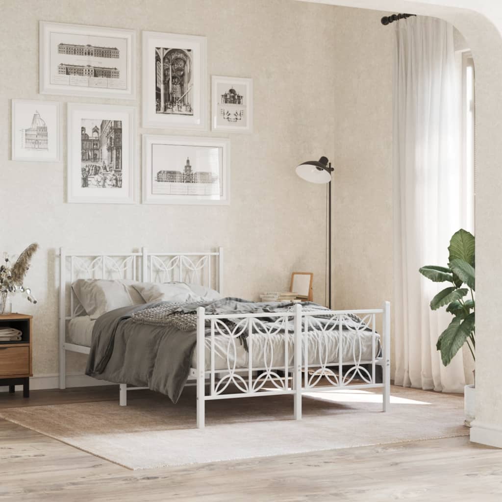 Lit en Acier 180x200 Design Industriel-Blanc-avec tête de lit et pied de lit-120 x 190 cm-La-Fabrique-Industrielle