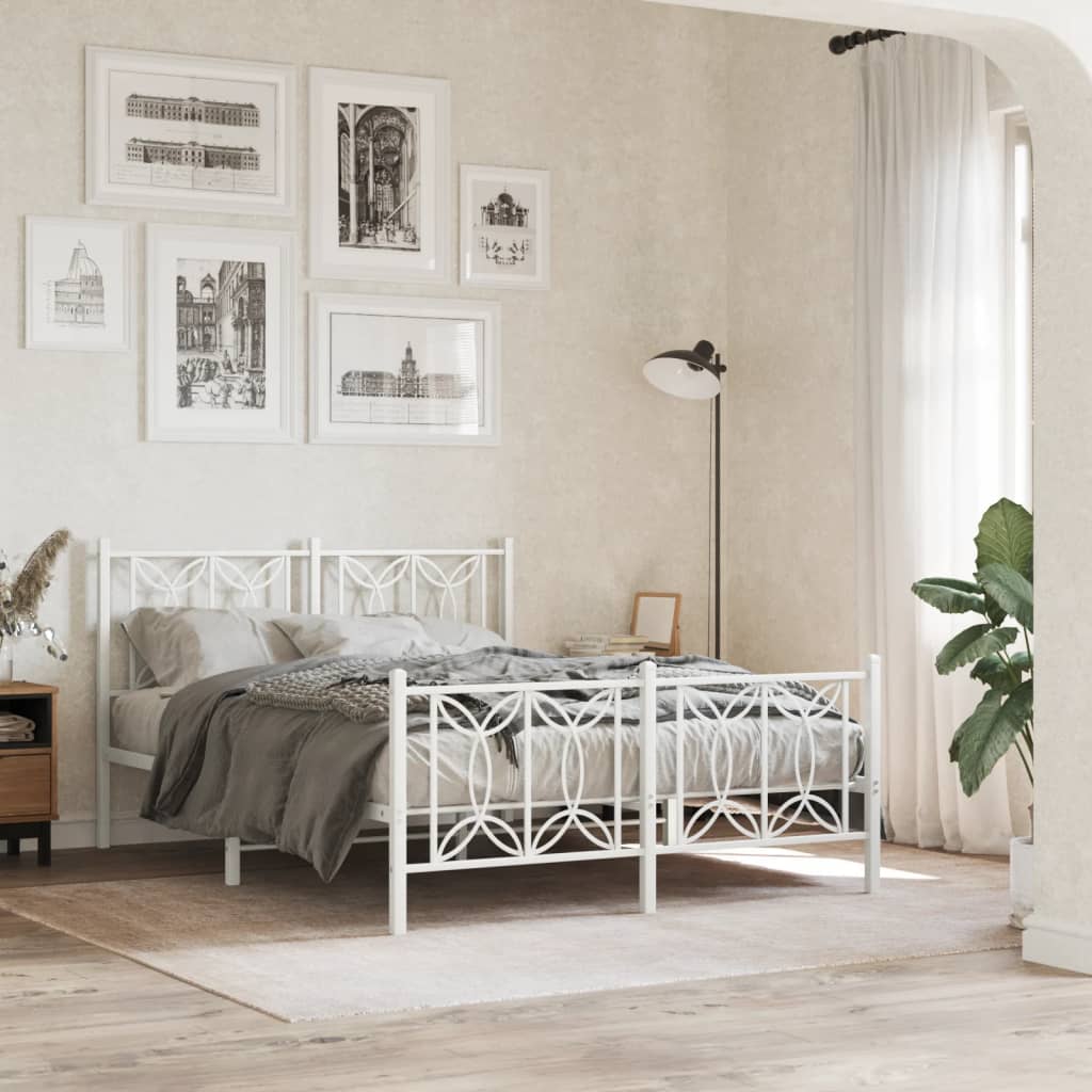 Lit en Acier 180x200 Design Industriel-Blanc-avec tête de lit et pied de lit-140 x 190 cm-La-Fabrique-Industrielle