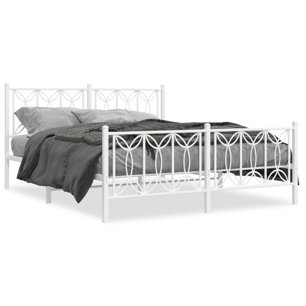 Lit en Acier 180x200 Design Industriel-Blanc-avec tête de lit et pied de lit-160 x 200 cm-La-Fabrique-Industrielle