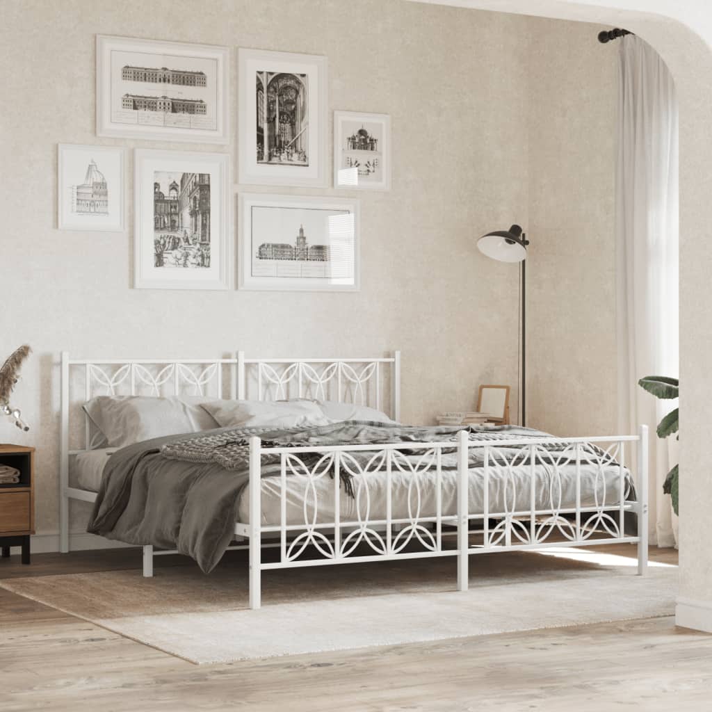 Lit en Acier 180x200 Design Industriel-Blanc-avec tête de lit et pied de lit-183 x 213 cm-La-Fabrique-Industrielle