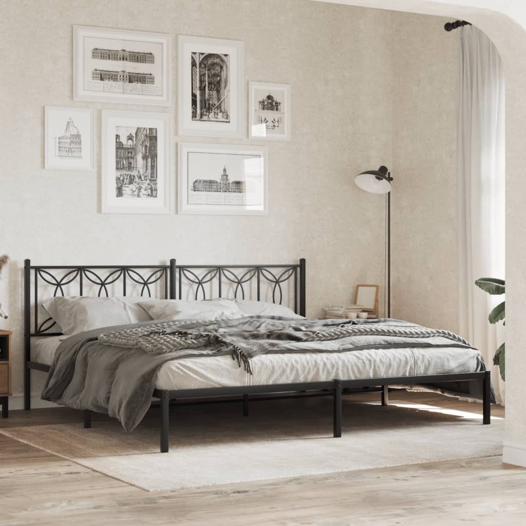Lit en Acier 180x200 Design Industriel-Noir-avec tête de lit-193 x 203 cm-La-Fabrique-Industrielle