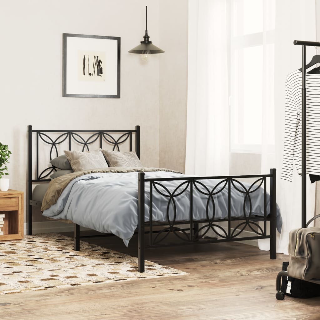 Lit en Acier 180x200 Design Industriel-Noir-avec tête de lit et pied de lit-100 x 190 cm-La-Fabrique-Industrielle