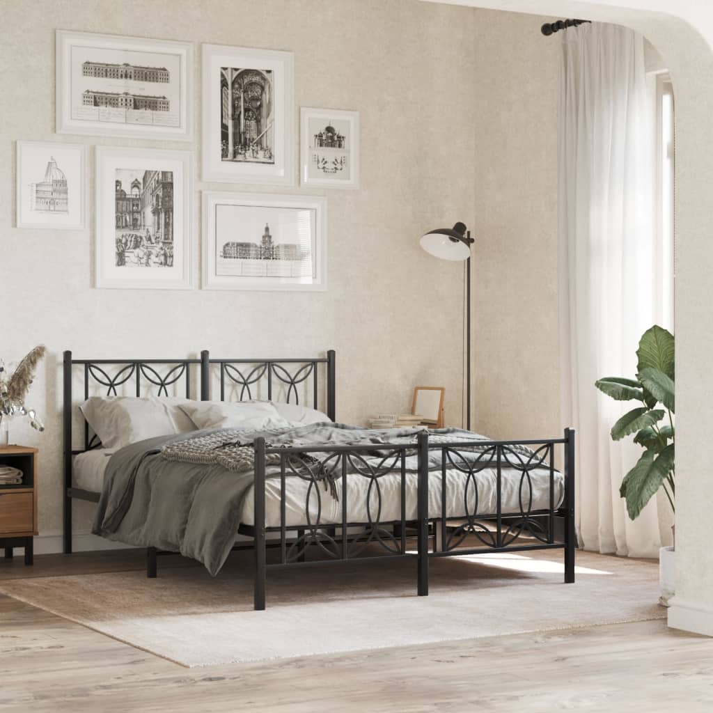 Lit en Acier 180x200 Design Industriel-Noir-avec tête de lit et pied de lit-135 x 190 cm-La-Fabrique-Industrielle