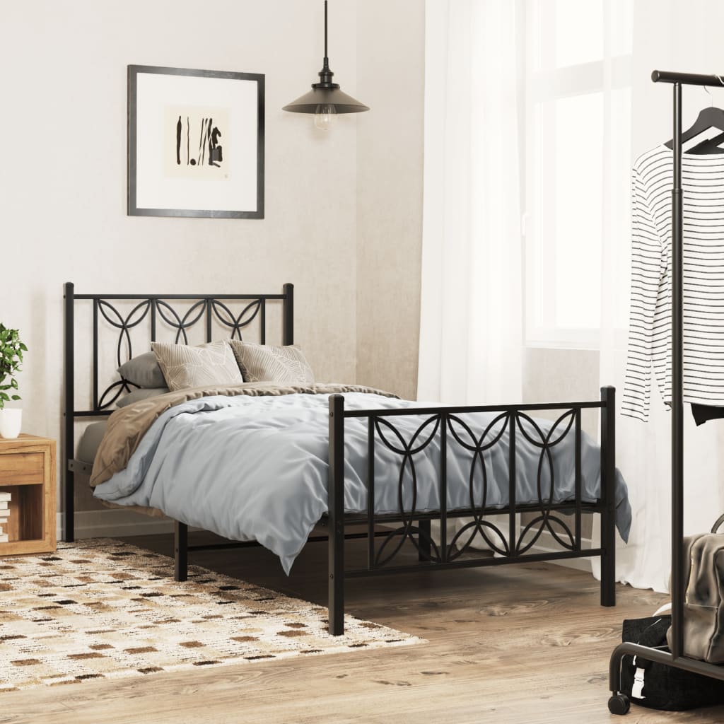 Lit en Acier 180x200 Design Industriel-Noir-avec tête de lit et pied de lit-75 x 190 cm-La-Fabrique-Industrielle