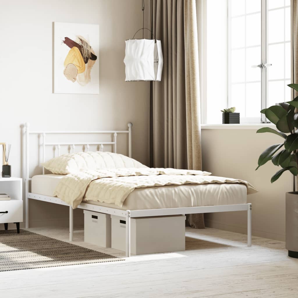 Lit en Métal 90x200 Style Industriel-Blanc-avec tête de lit-107 x 203 cm-La-Fabrique-Industrielle