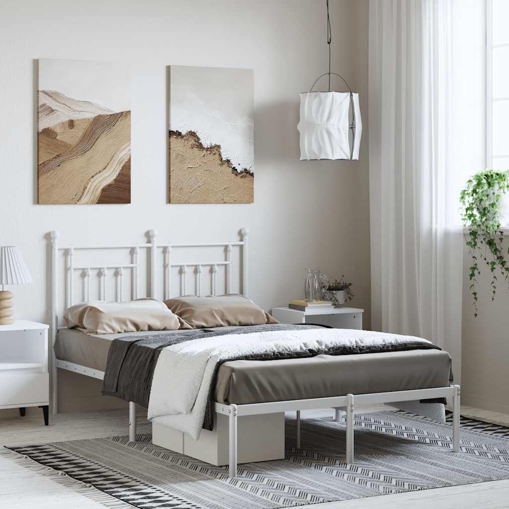 Lit en Métal 90x200 Style Industriel-Blanc-avec tête de lit-135 x 190 cm-La-Fabrique-Industrielle