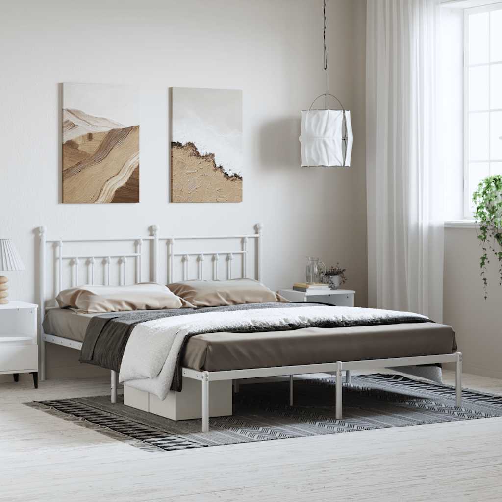 Lit en Métal 90x200 Style Industriel-Blanc-avec tête de lit-183 x 213 cm-La-Fabrique-Industrielle