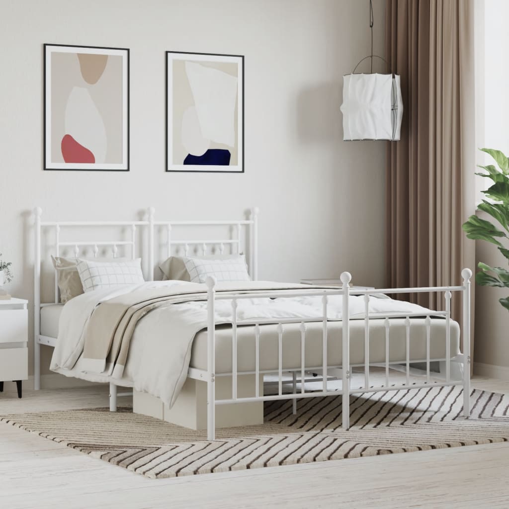 Lit en Métal 90x200 Style Industriel-Blanc-avec tête de lit et pied de lit-140 x 190 cm-La-Fabrique-Industrielle