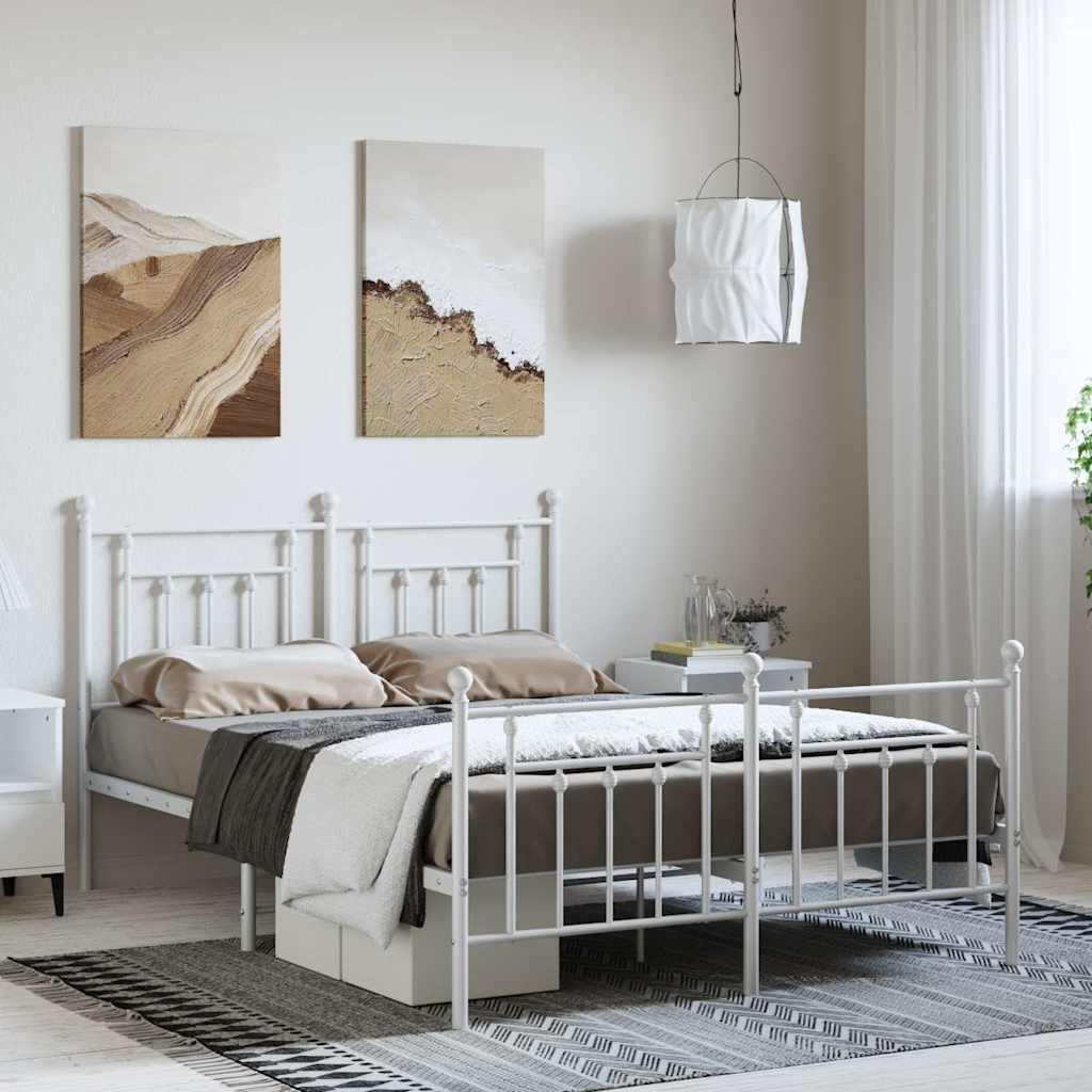 Lit en Métal 90x200 Style Industriel-Blanc-avec tête de lit et pied de lit-150 x 200 cm-La-Fabrique-Industrielle