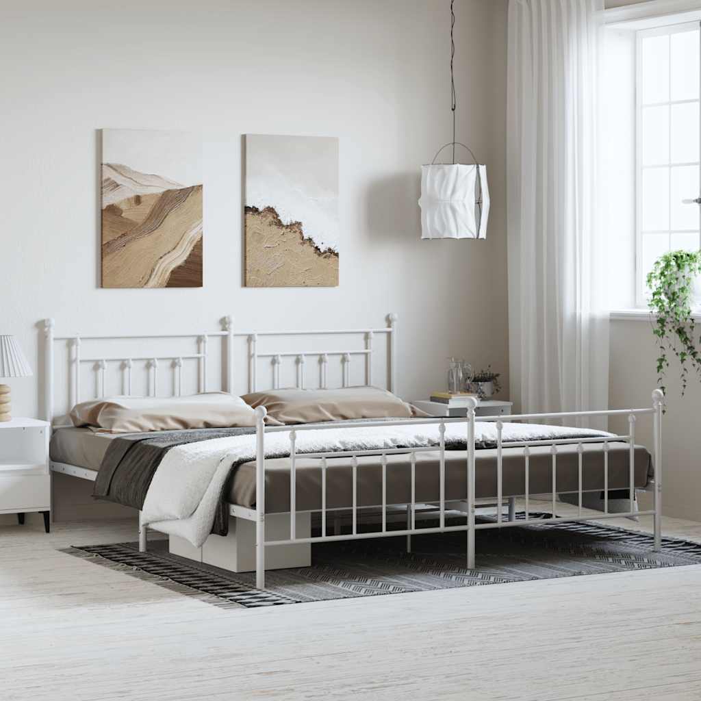 Lit en Métal 90x200 Style Industriel-Blanc-avec tête de lit et pied de lit-193 x 203 cm-La-Fabrique-Industrielle