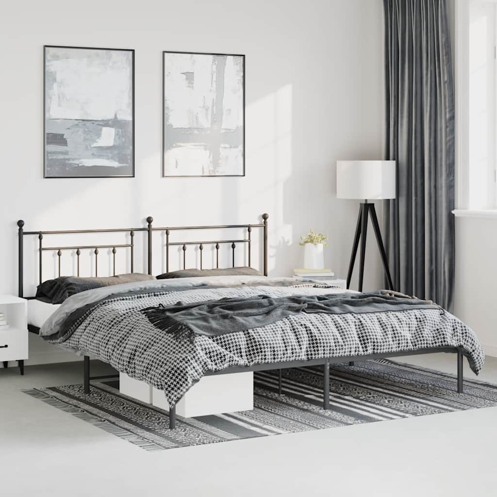 Lit en Métal 90x200 Style Industriel-Noir-avec tête de lit-183 x 213 cm-La-Fabrique-Industrielle