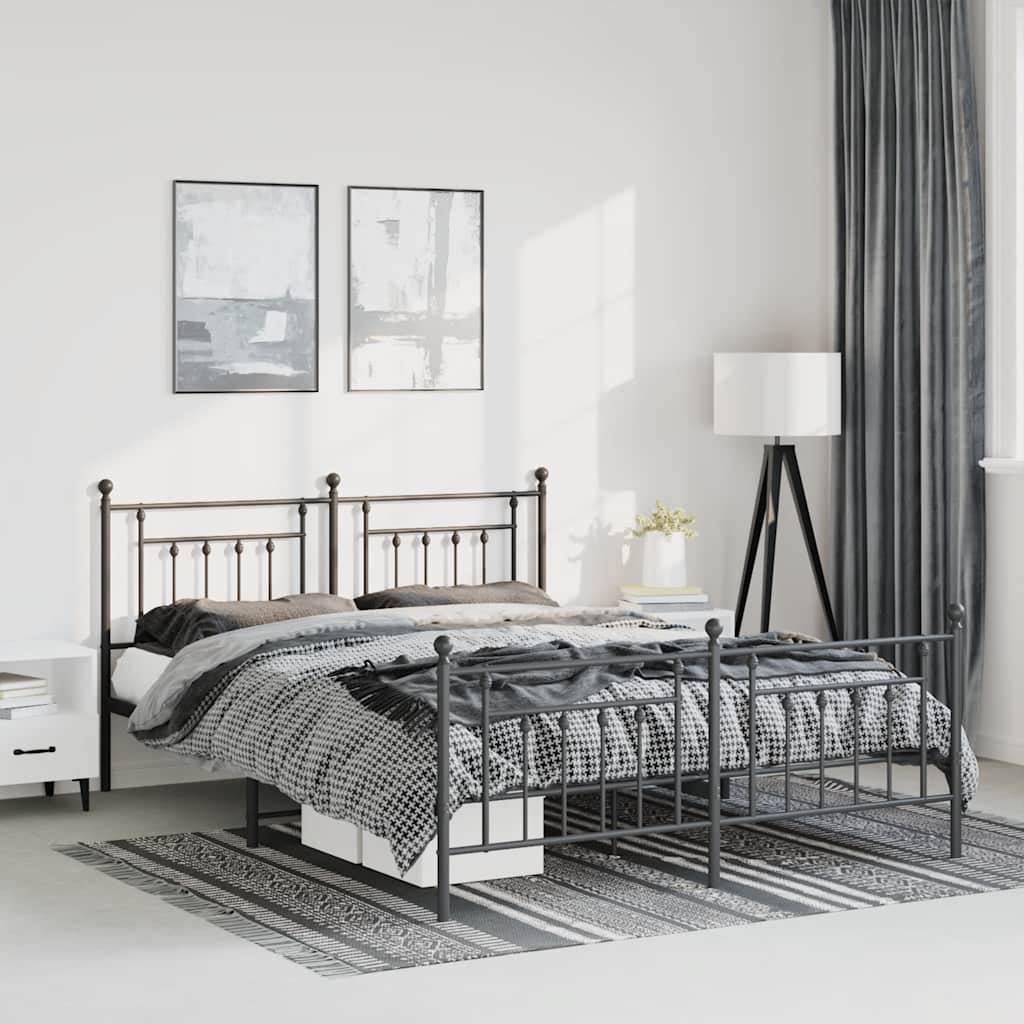 Lit en Métal 90x200 Style Industriel-Noir-avec tête de lit et pied de lit-135 x 190 cm-La-Fabrique-Industrielle