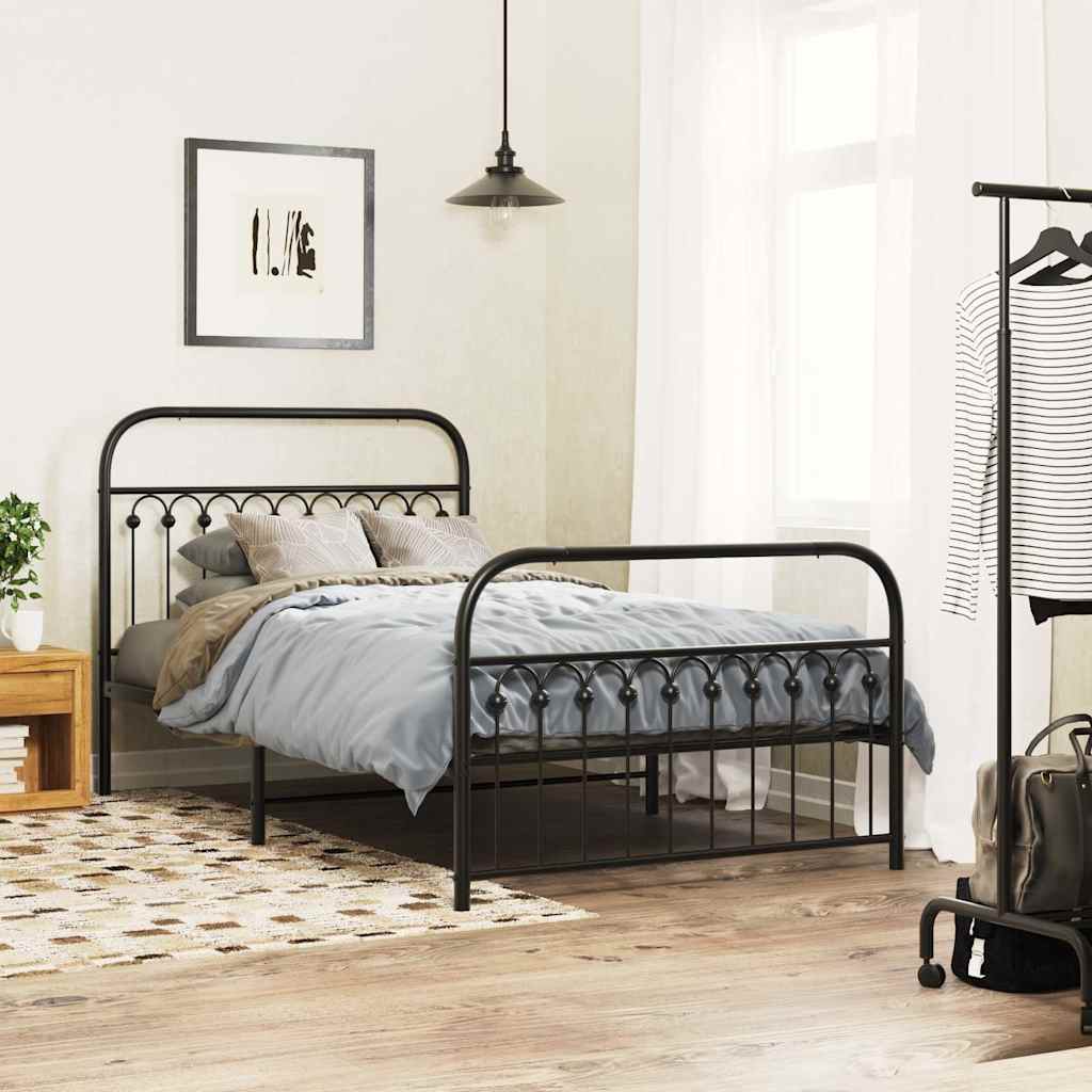 Lit en Métal Blanc Industriel 140X190-Noir-avec tête de lit et pied de lit-107 x 203 cm-La-Fabrique-Industrielle