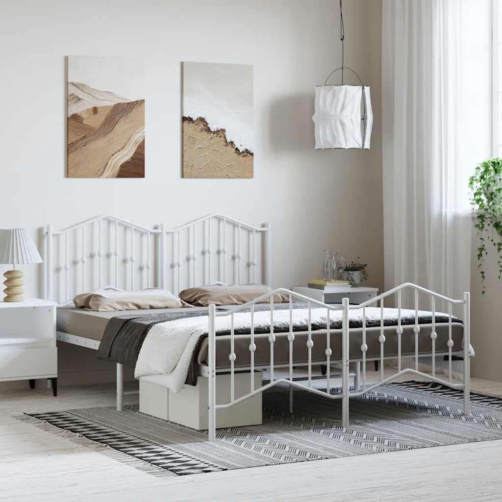 Lit en Métal Noir au Style Industriel 160X200-Blanc-avec tête de lit et pied de lit-135 x 190 cm-La-Fabrique-Industrielle