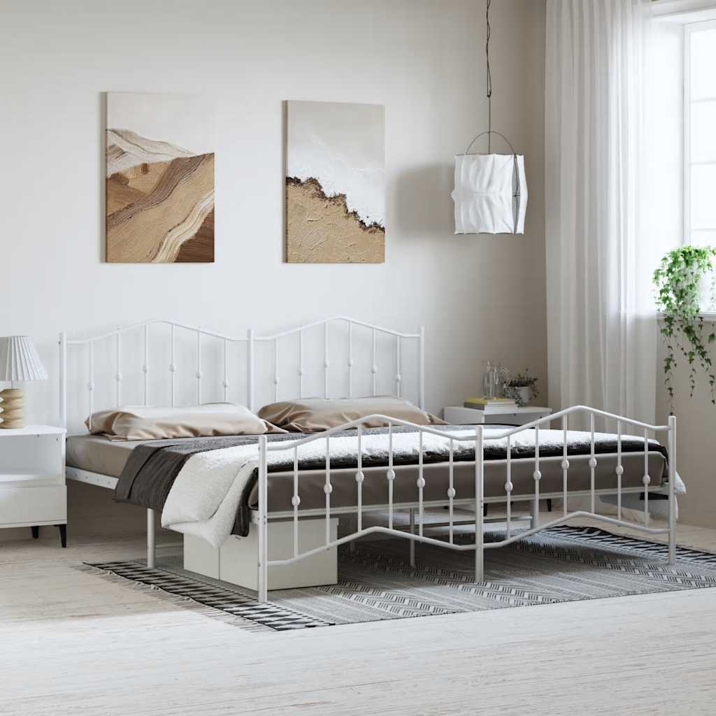 Lit en Métal Noir au Style Industriel 160X200-Blanc-avec tête de lit et pied de lit-183 x 213 cm-La-Fabrique-Industrielle