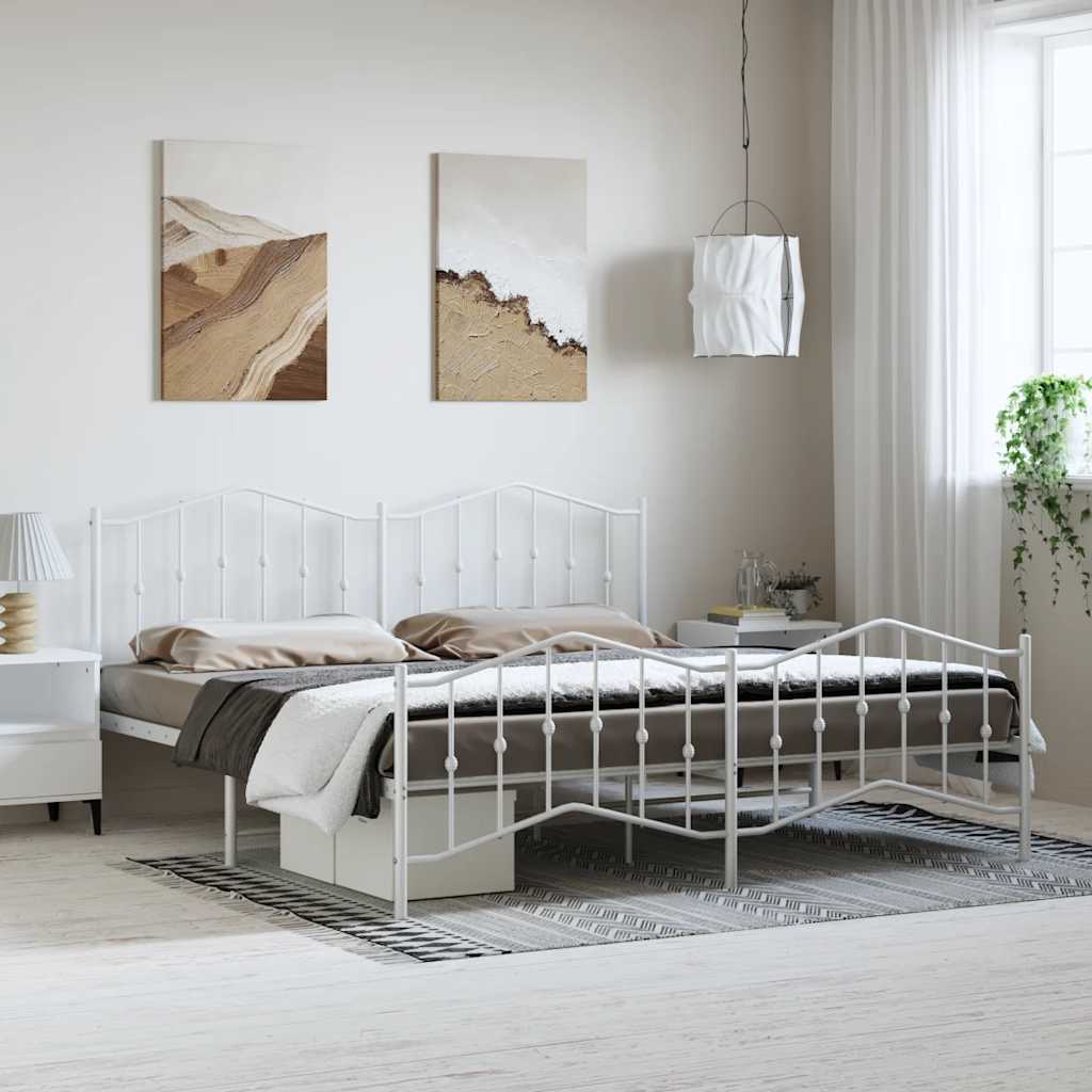 Lit en Métal Noir au Style Industriel 160X200-Blanc-avec tête de lit et pied de lit-193 x 203 cm-La-Fabrique-Industrielle