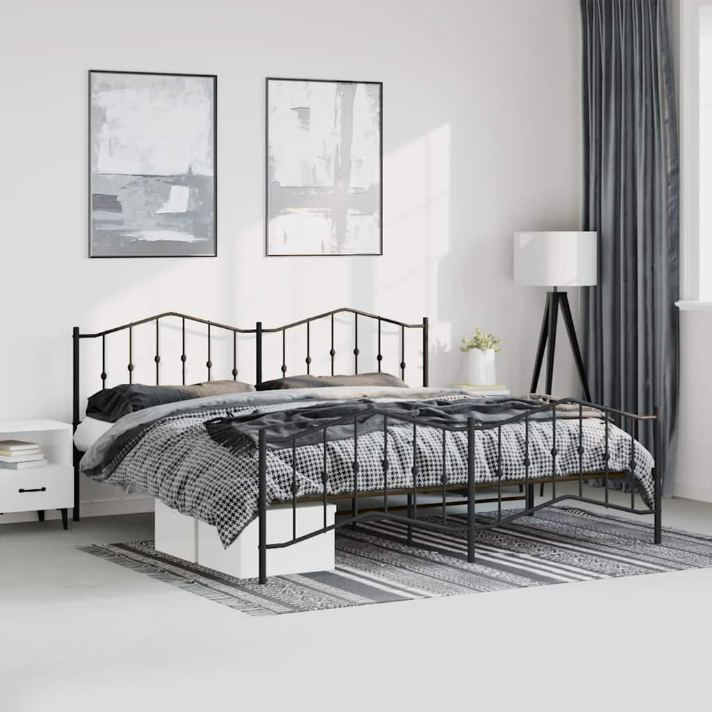 Lit en Métal Noir au Style Industriel 160X200-Noir-avec tête de lit et pied de lit-183 x 213 cm-La-Fabrique-Industrielle