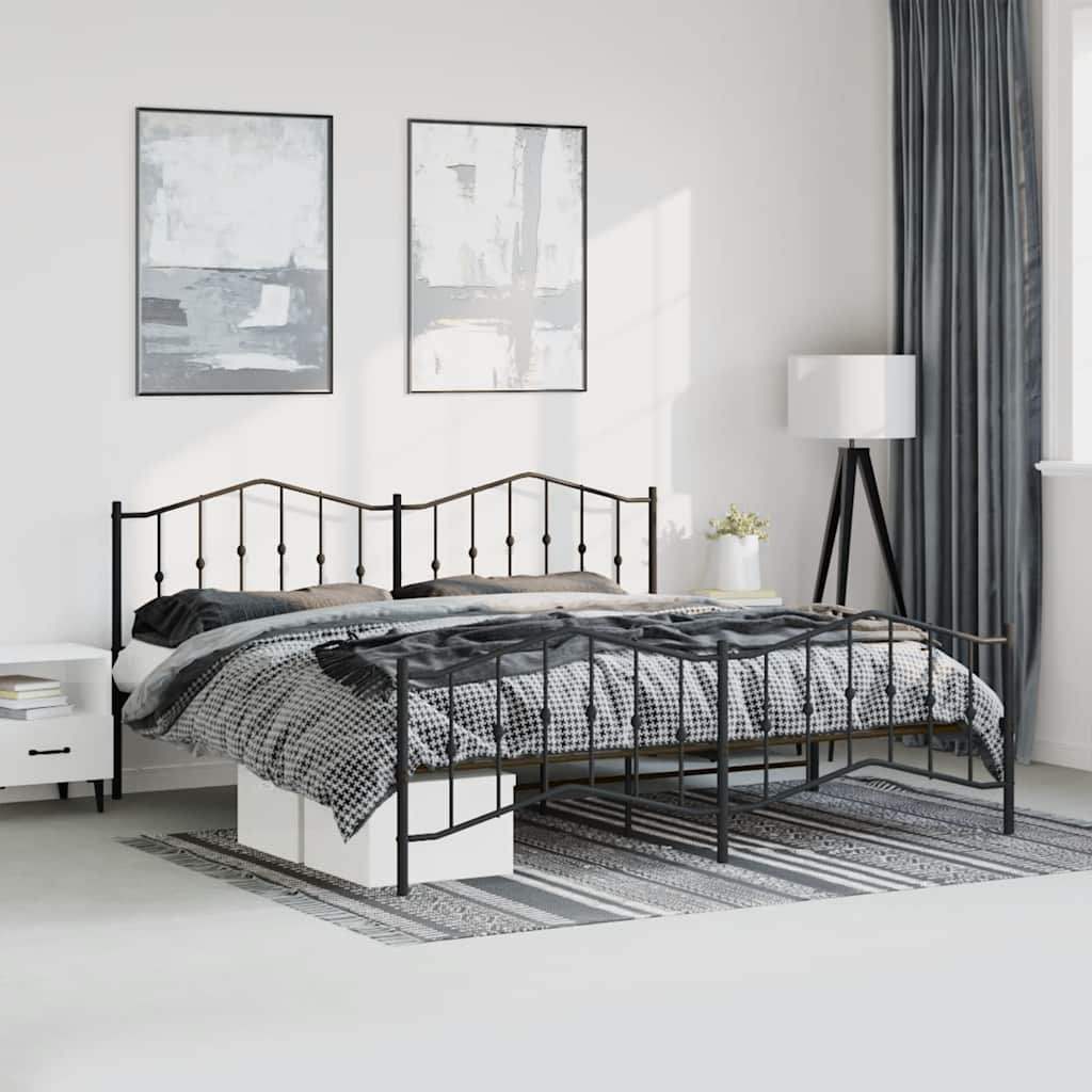 Lit en Métal Noir au Style Industriel 160X200-Noir-avec tête de lit et pied de lit-193 x 203 cm-La-Fabrique-Industrielle