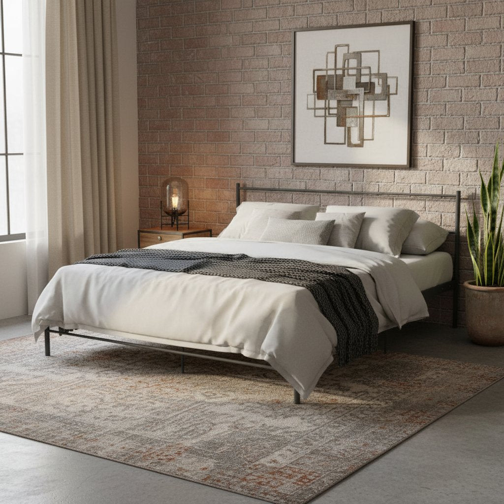 Lit Industriel Métallique Gris