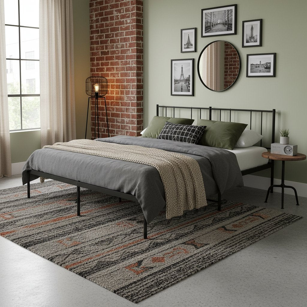 Lit King Size en Métal Industriel