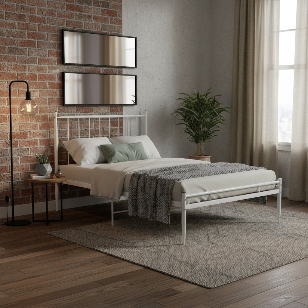 Lit en Métal Blanc Industriel 90x200