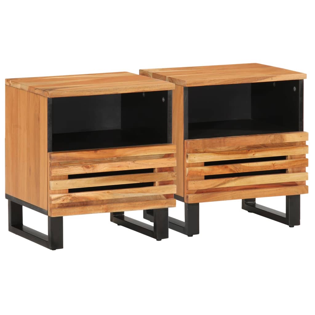 Lot de 2 Tables de Chevet Industrielles en Bois de Manguier-Bois d'acacia massif-2-La-Fabrique-Industrielle