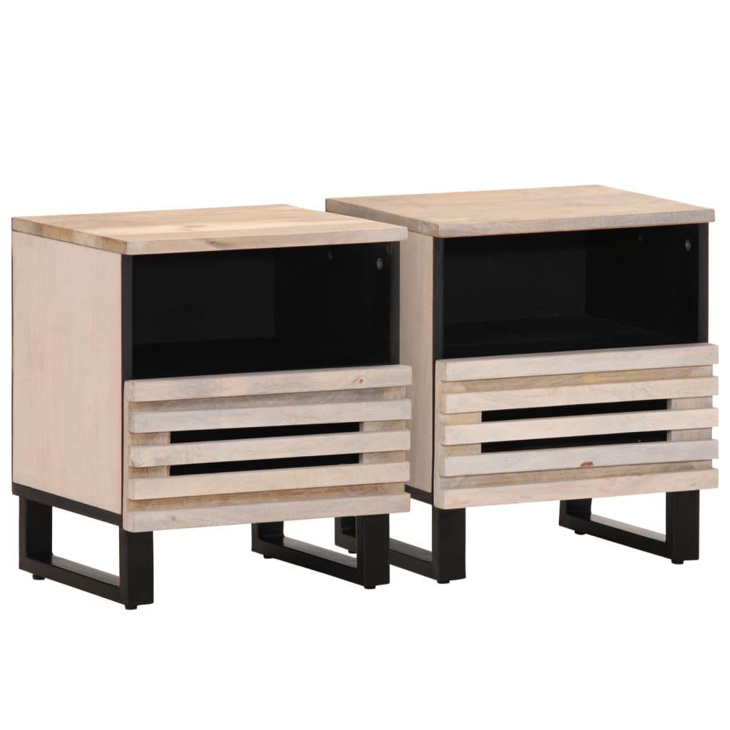 Lot de 2 Tables de Chevet Industrielles en Bois de Manguier-Bois massif blanchi-2-La-Fabrique-Industrielle