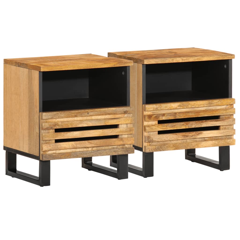 Lot de 2 Tables de Chevet Industrielles en Bois de Manguier-bois de manguier brut-2-La-Fabrique-Industrielle