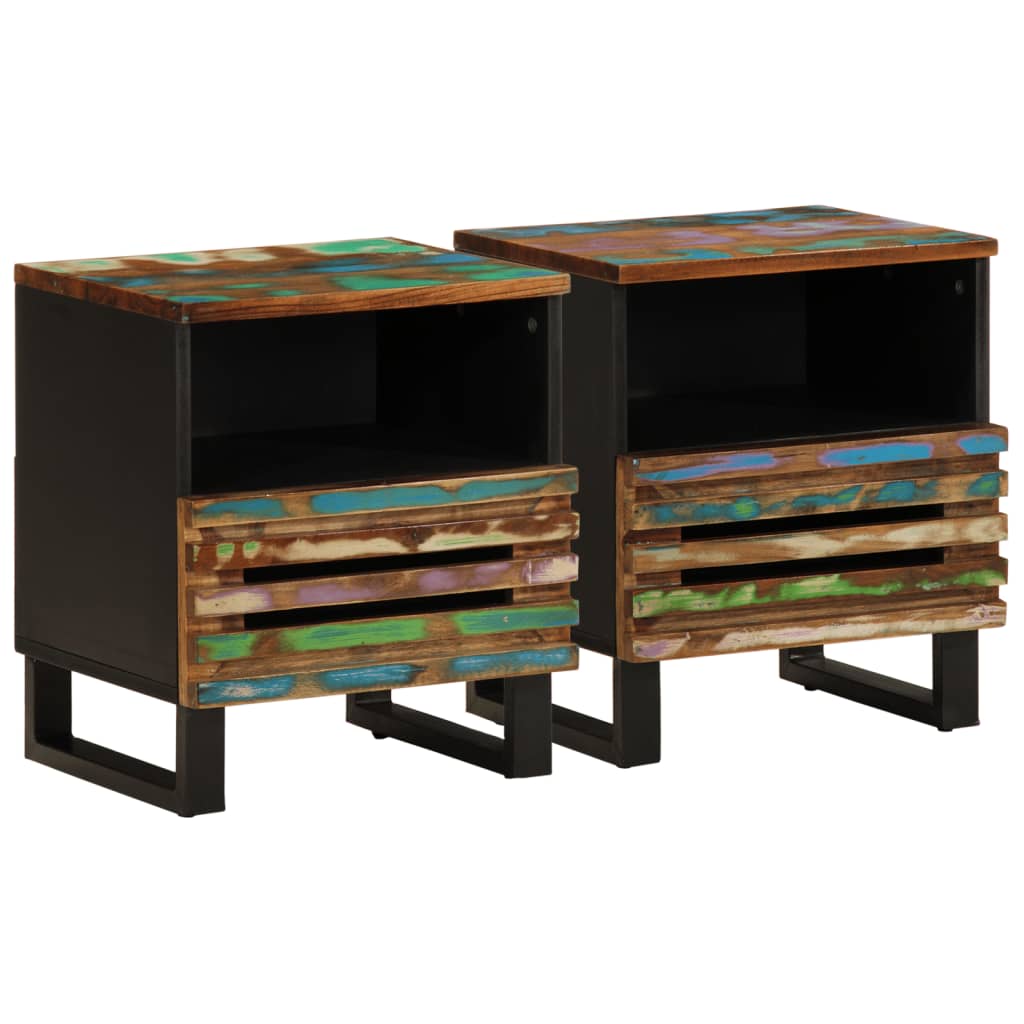 Lot de 2 Tables de Chevet Industrielles en Bois de Manguier-bois de récupération massif-2-La-Fabrique-Industrielle