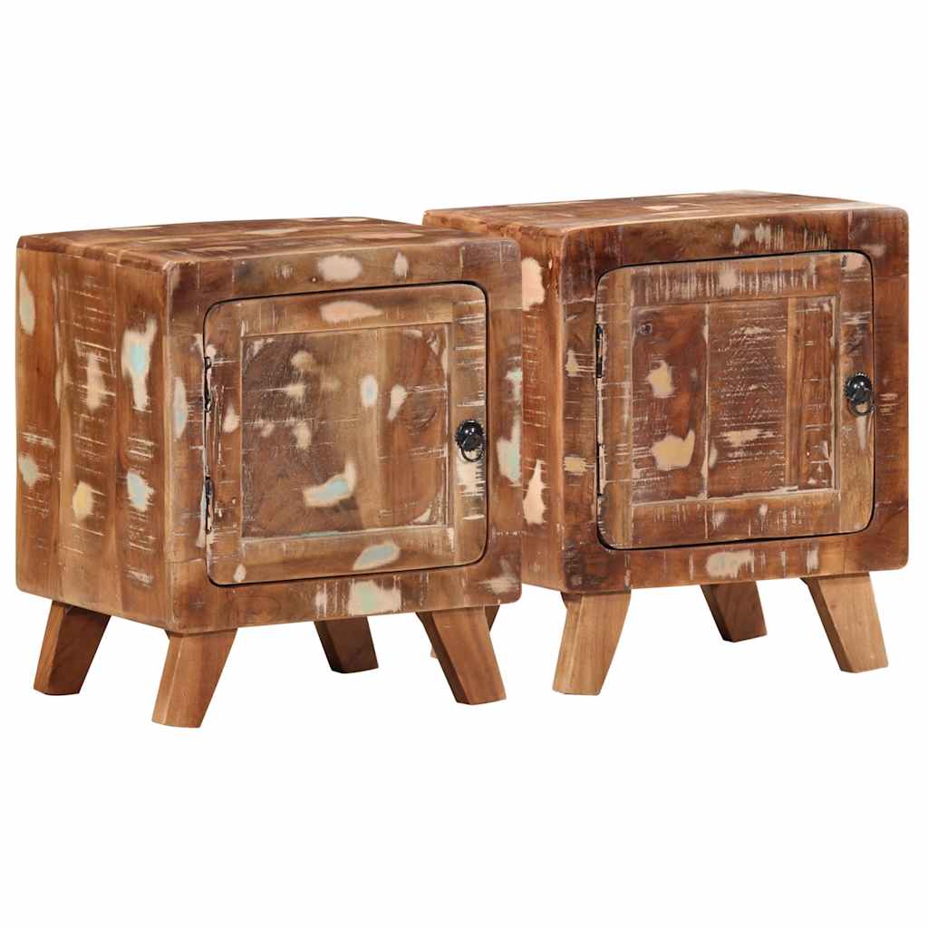 Lot de 2 Tables de Chevet en Bois Massif Style Industriel-Marron-bois de récupération massif-2-La-Fabrique-Industrielle