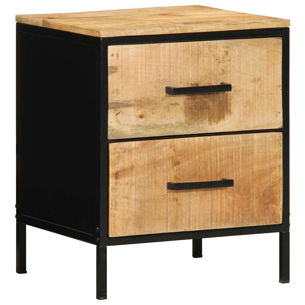 Lot de 2 Tables de Chevet en Bois Massif et Métal Noir-1-La-Fabrique-Industrielle