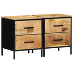 Lot de 2 Tables de Chevet en Bois Massif et Métal Noir-2-La-Fabrique-Industrielle