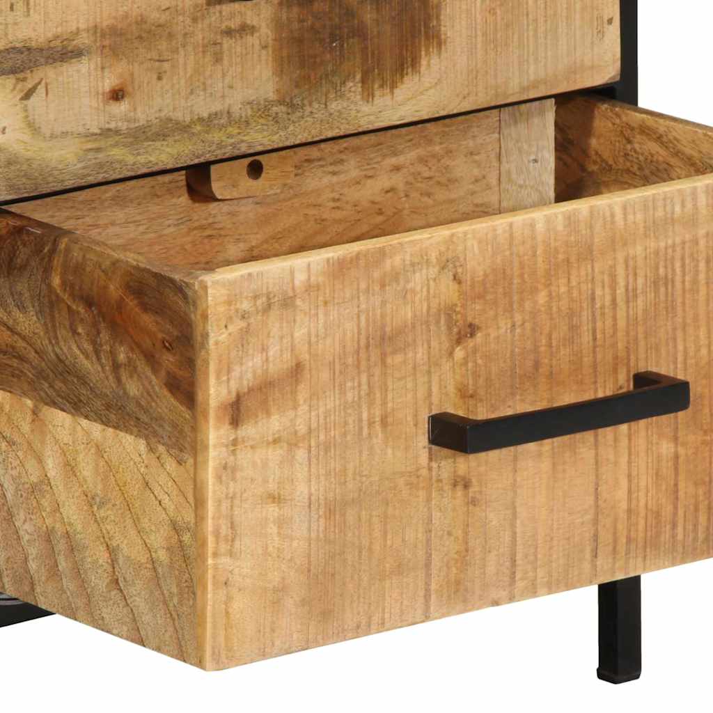Lot de 2 Tables de Chevet en Bois Massif et Métal Noir-La-Fabrique-Industrielle