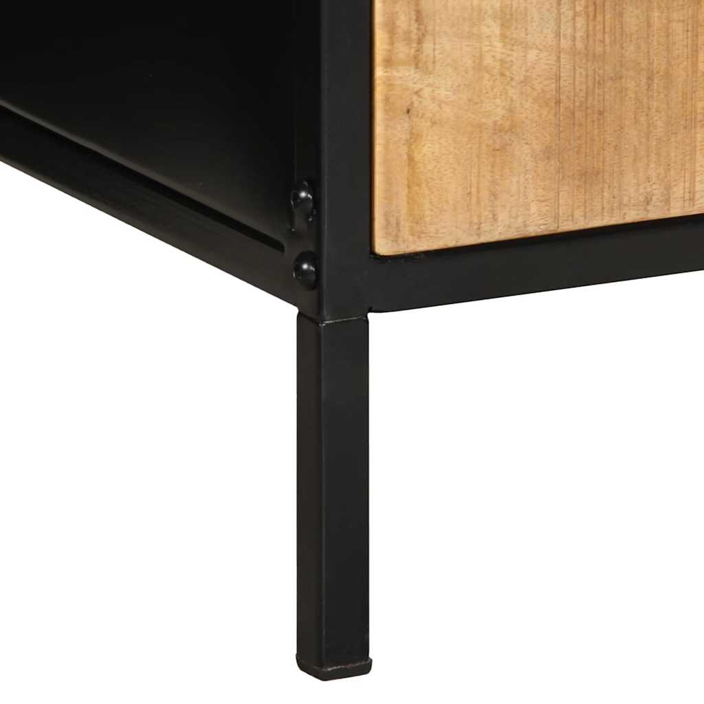 Lot de 2 Tables de Chevet en Bois Massif et Métal Noir-La-Fabrique-Industrielle