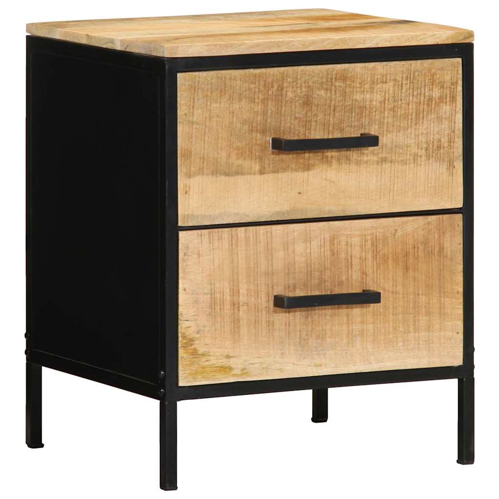 Lot de 2 Tables de Chevet en Bois Massif et Métal Noir-La-Fabrique-Industrielle