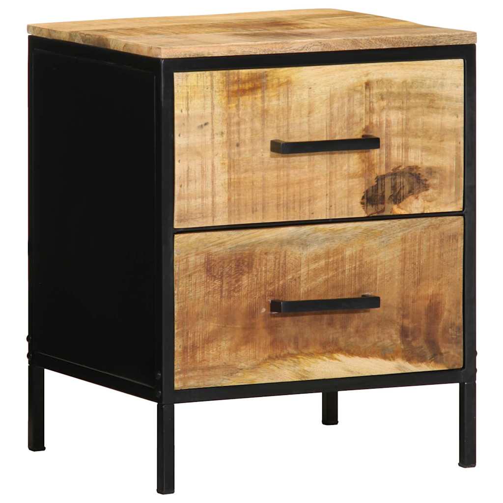 Lot de 2 Tables de Chevet en Bois Massif et Métal Noir-La-Fabrique-Industrielle