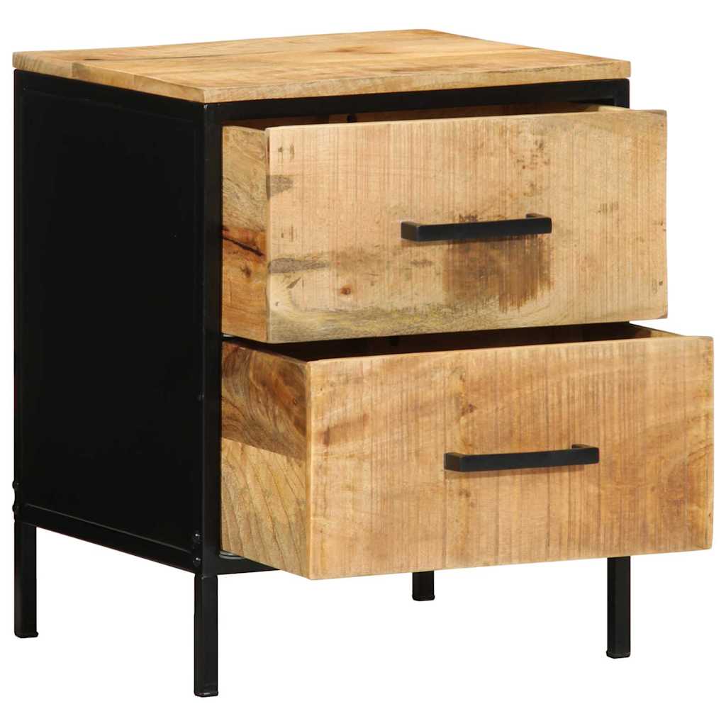 Lot de 2 Tables de Chevet en Bois Massif et Métal Noir-La-Fabrique-Industrielle