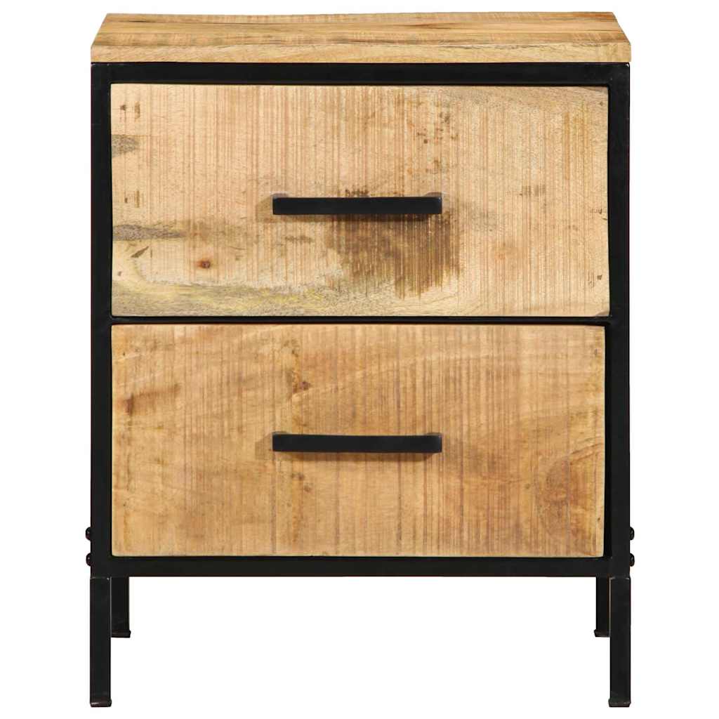 Lot de 2 Tables de Chevet en Bois Massif et Métal Noir-La-Fabrique-Industrielle