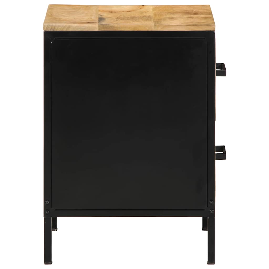 Lot de 2 Tables de Chevet en Bois Massif et Métal Noir-La-Fabrique-Industrielle