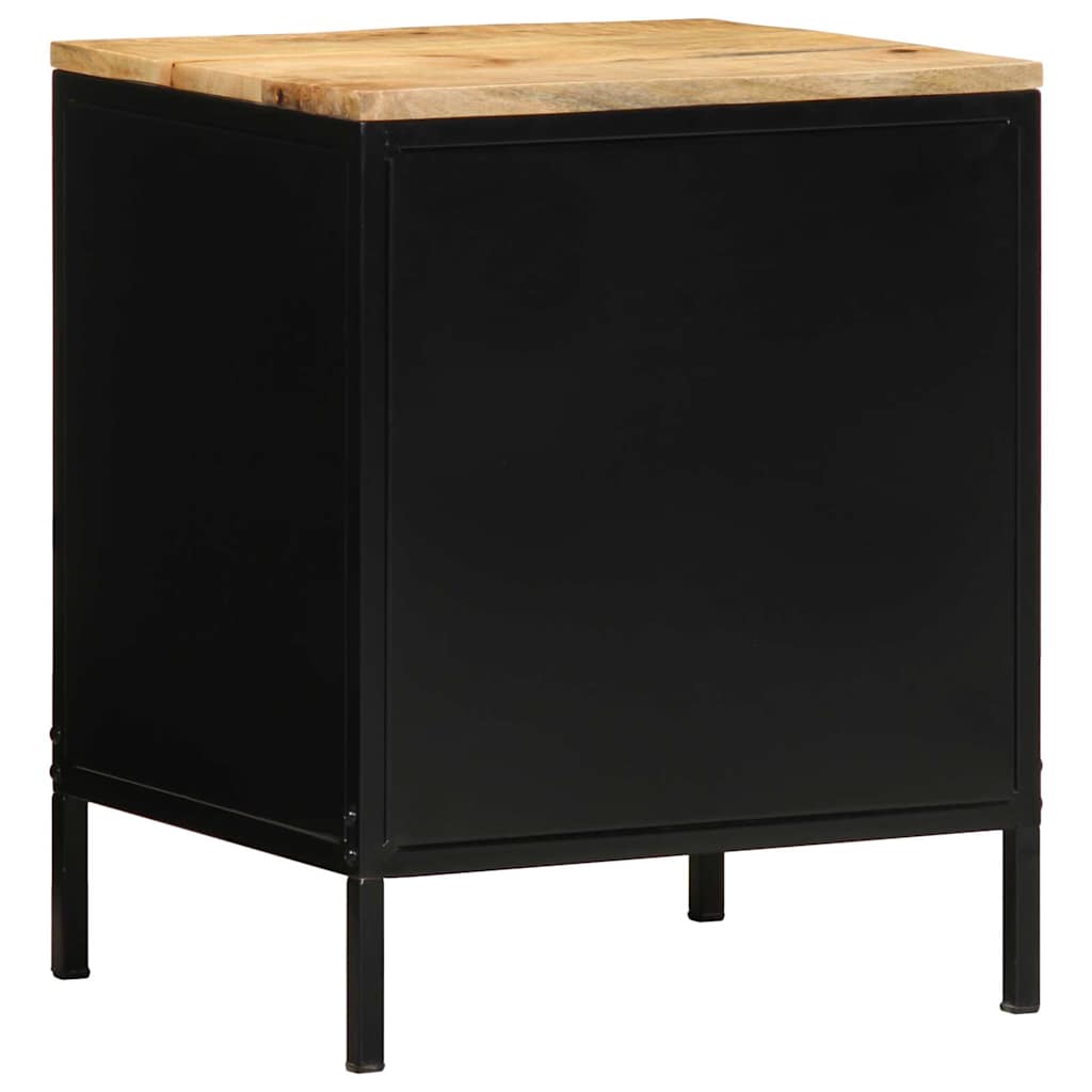 Lot de 2 Tables de Chevet en Bois Massif et Métal Noir-La-Fabrique-Industrielle