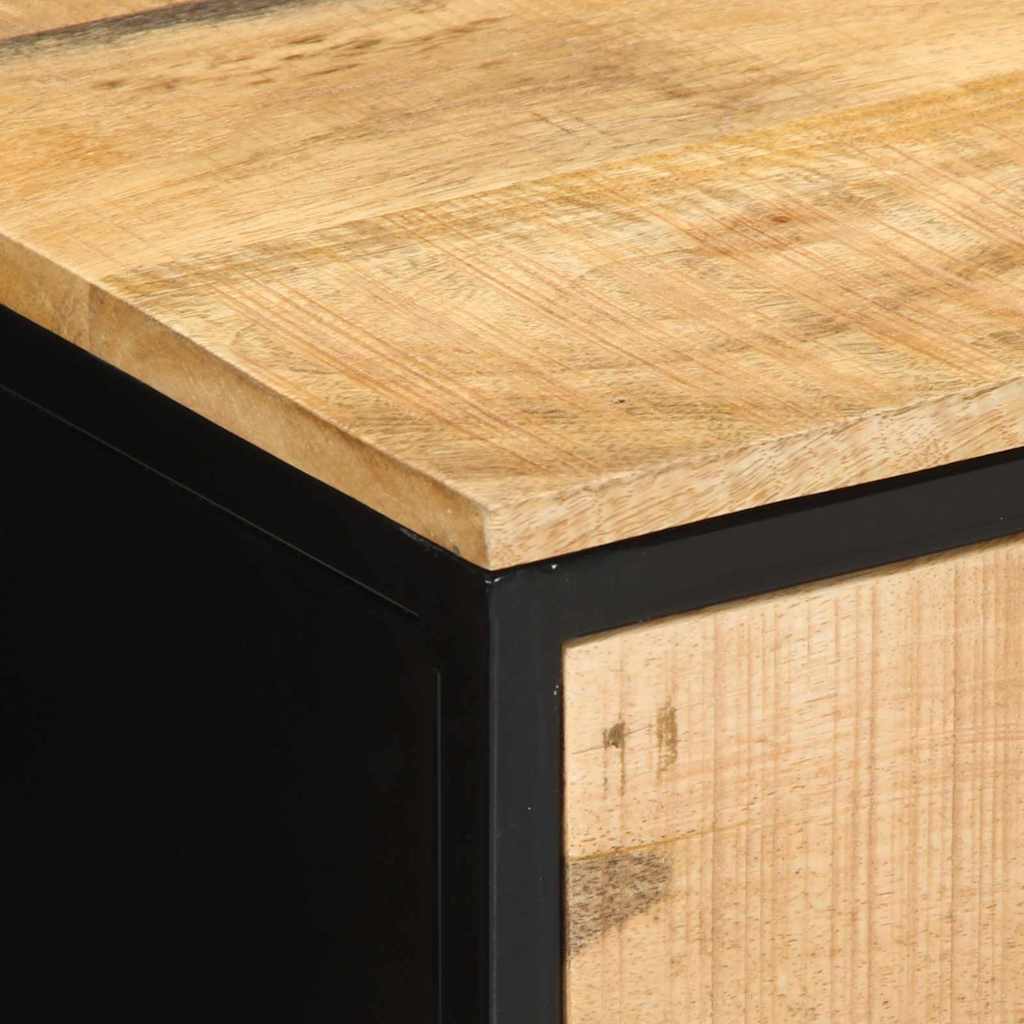 Lot de 2 Tables de Chevet en Bois Massif et Métal Noir-La-Fabrique-Industrielle