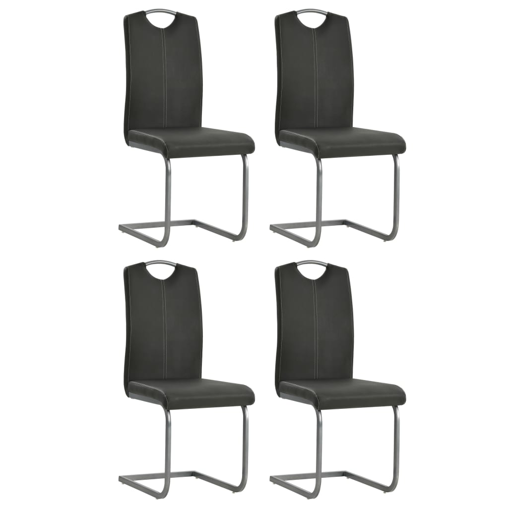 Lot de Chaises Cantilever en Similicuir Noir-Gris-4-La-Fabrique-Industrielle
