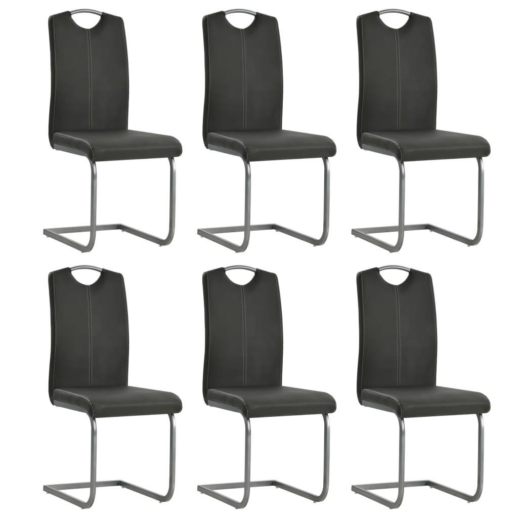 Lot de Chaises Cantilever en Similicuir Noir-Gris-6-La-Fabrique-Industrielle