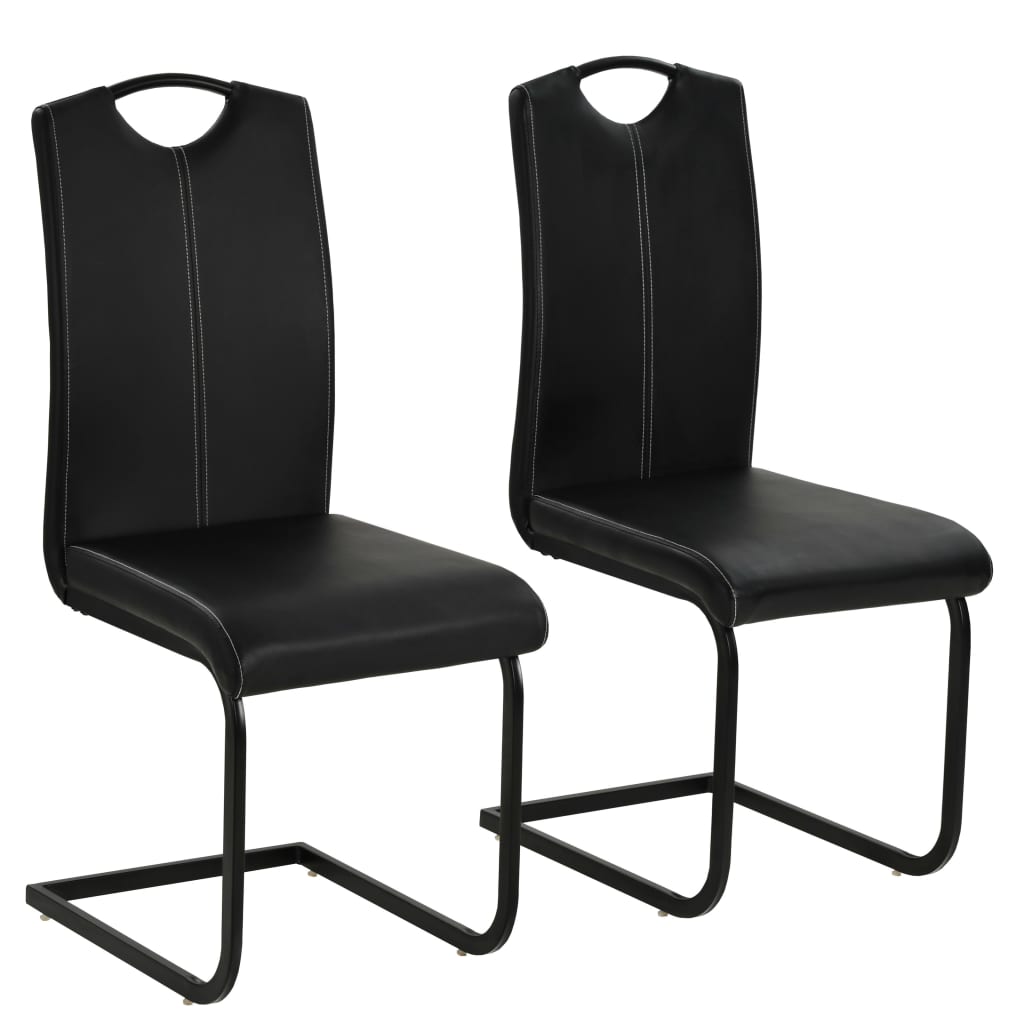 Lot de Chaises Cantilever en Similicuir Noir-Noir-2-La-Fabrique-Industrielle