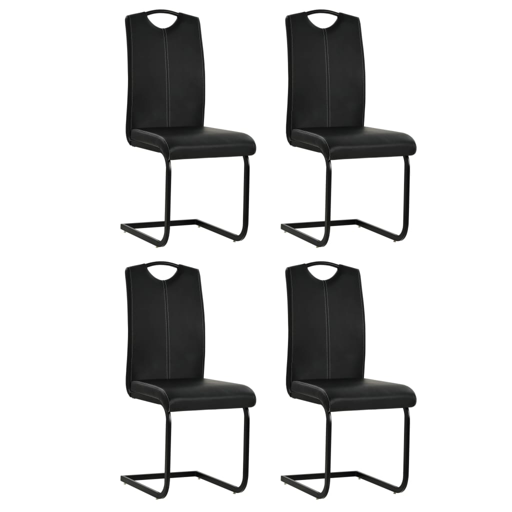 Lot de Chaises Cantilever en Similicuir Noir-Noir-4-La-Fabrique-Industrielle