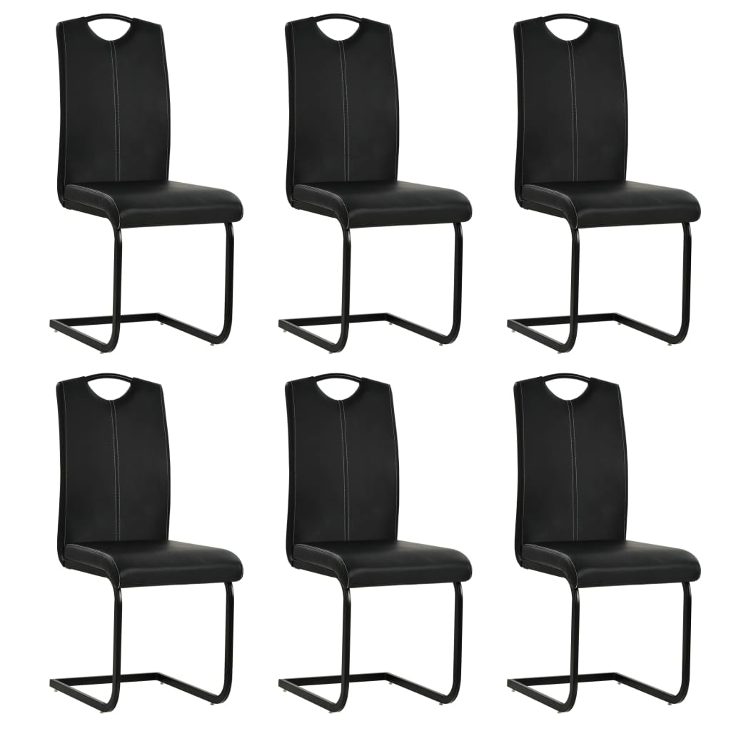 Lot de Chaises Cantilever en Similicuir Noir-Noir-6-La-Fabrique-Industrielle